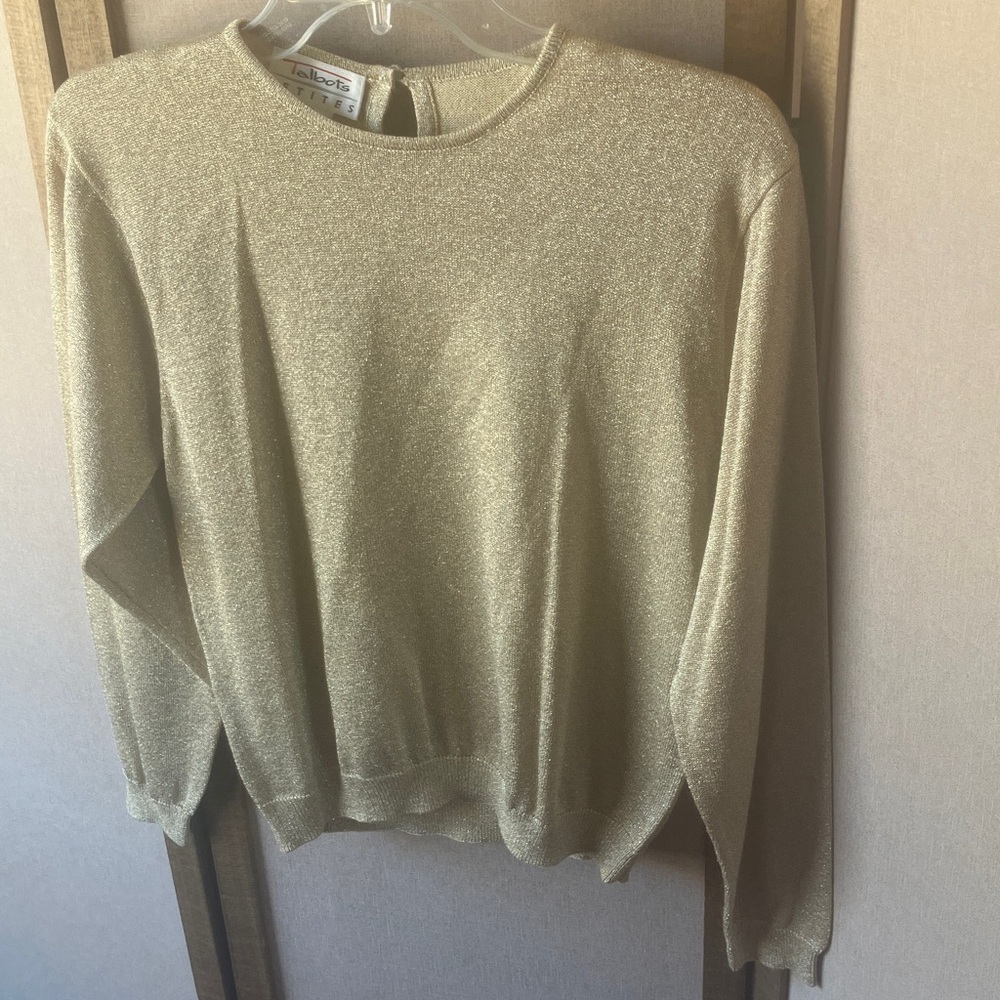Talbots Shimmering Gold Crew Neck Sweater extra small